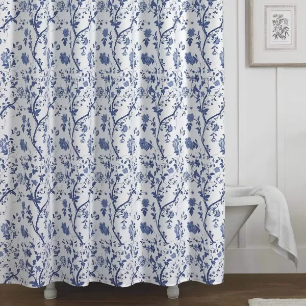 Laura Ashley Home - Shower Curtain, Stylish Cotton Bathroom Decor, Elegant Floral Home Decor 