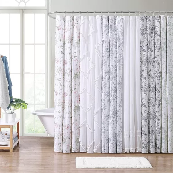 Laura Ashley Home - Shower Curtain, Stylish Cotton Bathroom Decor, Elegant Floral Home Decor 