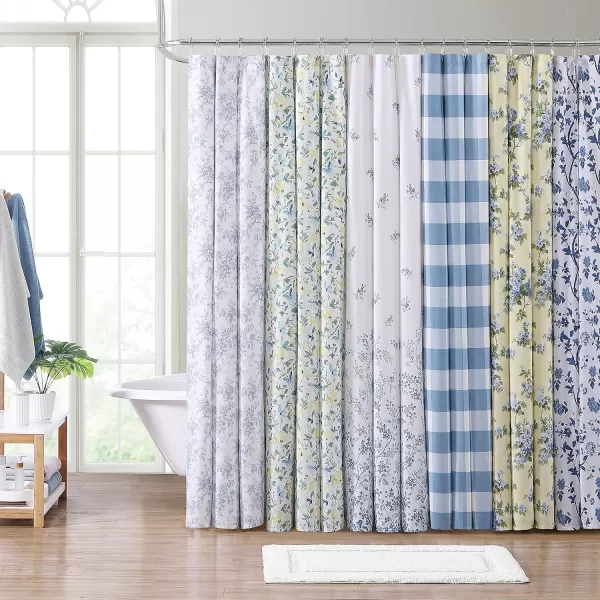 Laura Ashley Home - Shower Curtain, Stylish Cotton Bathroom Decor, Elegant Floral Home Decor 