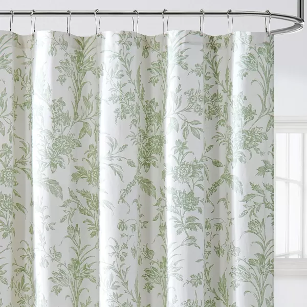 Laura Ashley Home - Shower Curtain, Stylish Cotton Bathroom Decor, Elegant Floral Home Decor 
