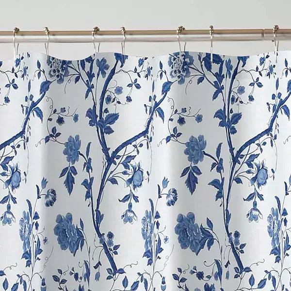 Laura Ashley Home - Shower Curtain, Stylish Cotton Bathroom Decor, Elegant Floral Home Decor 