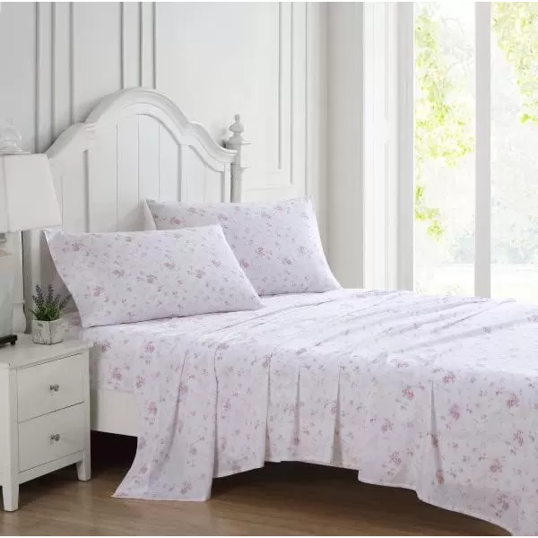 Laura Ashley Home - Standard Pillowcase Set, Cotton Sateen Bedding, Smooth &amp; Wrinkle-Resistant 