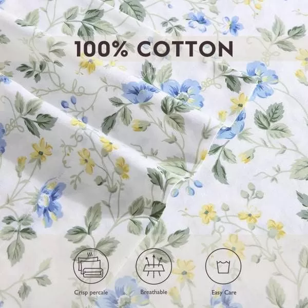 Laura Ashley Home - Standard Pillowcase Set, Cotton Sateen Bedding, Smooth &amp; Wrinkle-Resistant 
