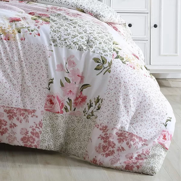 Laura Ashley Home - Twin Comforter Set, Reversible Cotton Bedding, Includes Matching Sham with Bonus Euro Sham &amp; Throw Pillows 