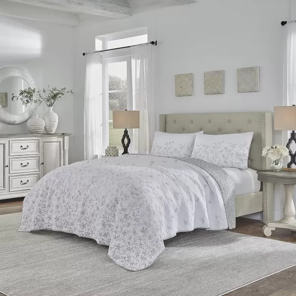 Laura Ashley Home - Twin Quilt Set, Reversible Cotton Bedding with Matching Sham, Pre-Washed Home Decor for Added Softness 