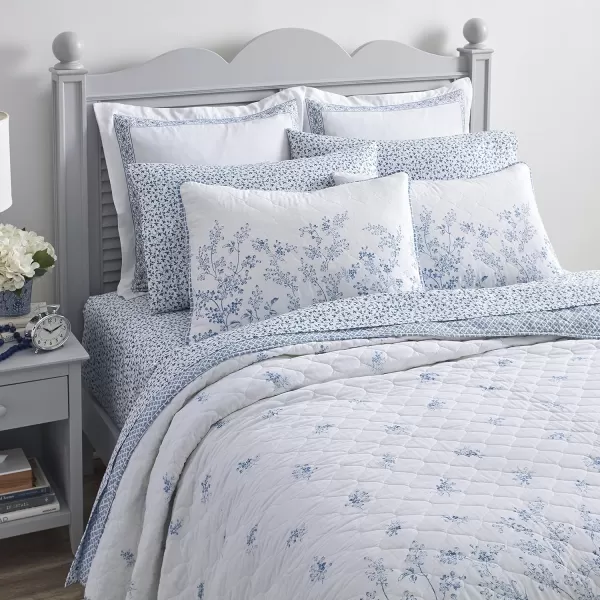 Laura Ashley Home - Twin Quilt Set, Reversible Cotton Bedding with Matching Sham, Pre-Washed Home Decor for Added Softness 