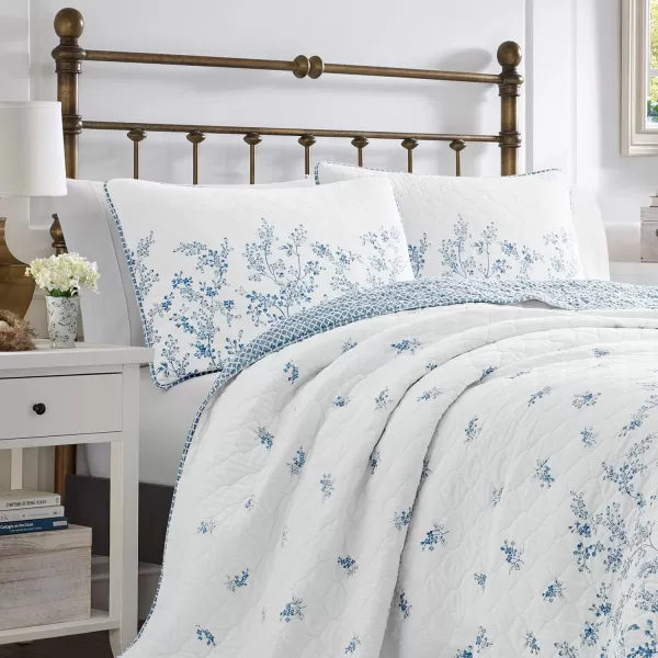Laura Ashley Home - Twin Quilt Set, Reversible Cotton Bedding with Matching Sham, Pre-Washed Home Decor for Added Softness 