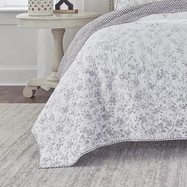 Laura Ashley Home - Twin Quilt Set, Reversible Cotton Bedding with Matching Sham, Pre-Washed Home Decor for Added Softness 