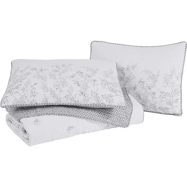 Laura Ashley Home - Twin Quilt Set, Reversible Cotton Bedding with Matching Sham, Pre-Washed Home Decor for Added Softness 