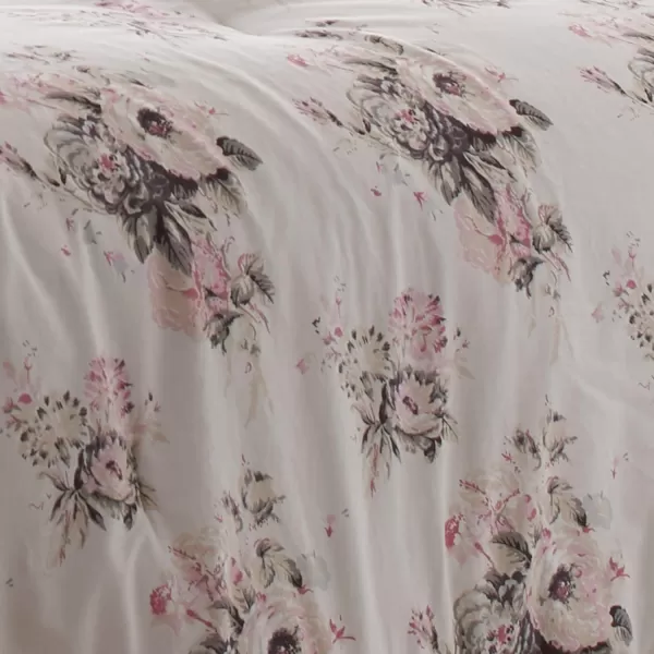 Laura Ashley Home | Viola Collection | Comforter Luxury Ultra Soft Cotton Bedding Set, Stylish Delicate Design for Home Décor, Queen, Beige