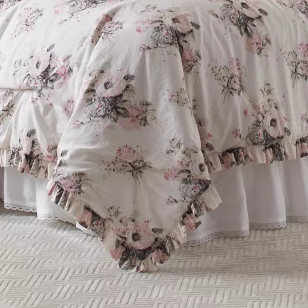 Laura Ashley Home | Viola Collection | Comforter Luxury Ultra Soft Cotton Bedding Set, Stylish Delicate Design for Home Décor, Queen, Beige