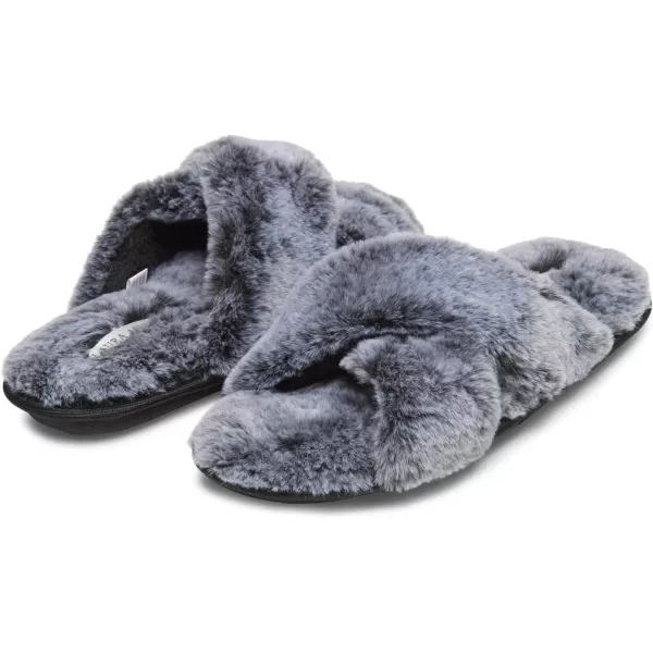 Laura Ashley Ladies Animal Leopard Plush Cross Band Slippers With Memory Foam Insole