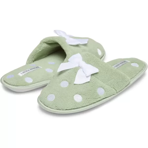 Laura Ashley Ladies Embroidered Soft Terry Scuff Slipper