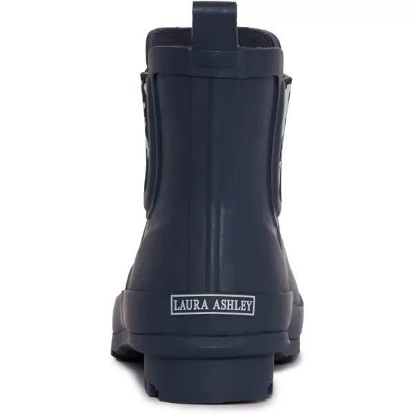 Laura Ashley Ladies Mid Cut Ankle Height Rubber Rain Boots/Umbrella Black Set, 5