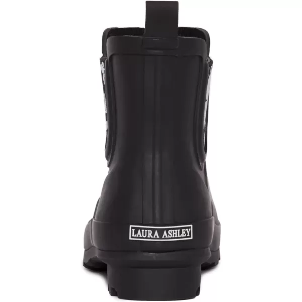 Laura Ashley Ladies Mid Cut Ankle Height Rubber Rain Boots/Umbrella Black Set, 5