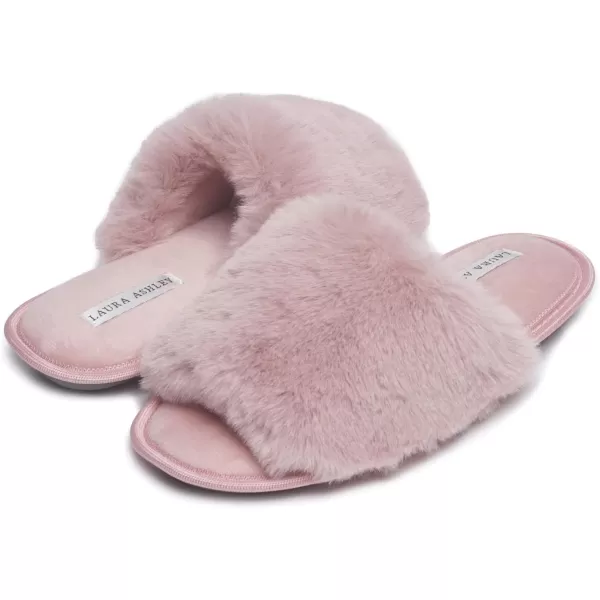 Laura Ashley Ladies Open Toe Plush Terry Slipper