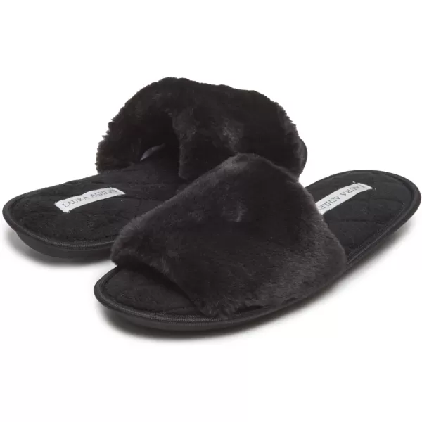 Laura Ashley Ladies Open Toe Plush Terry Slipper