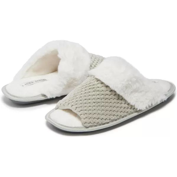 Laura Ashley Ladies Plush Spa Slide Slipper, Open Toe Slippers for Women