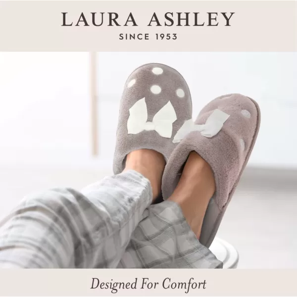 Laura Ashley Ladies Terry Scuff Slipper with Bow 