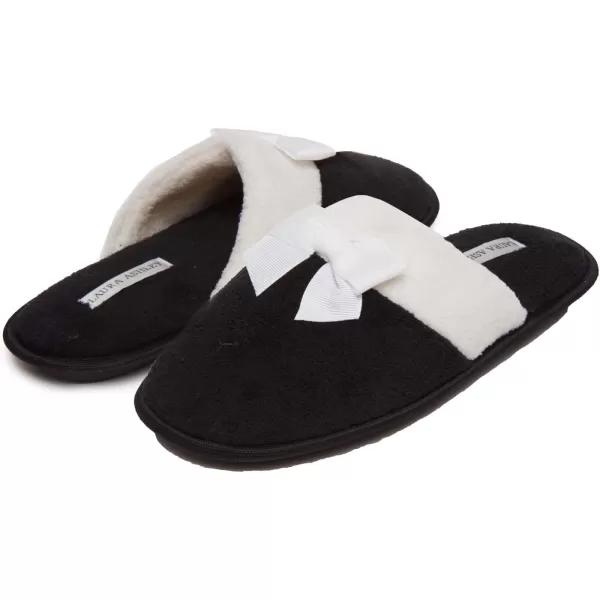 Laura Ashley Ladies Terry Scuff Slipper with Bow 