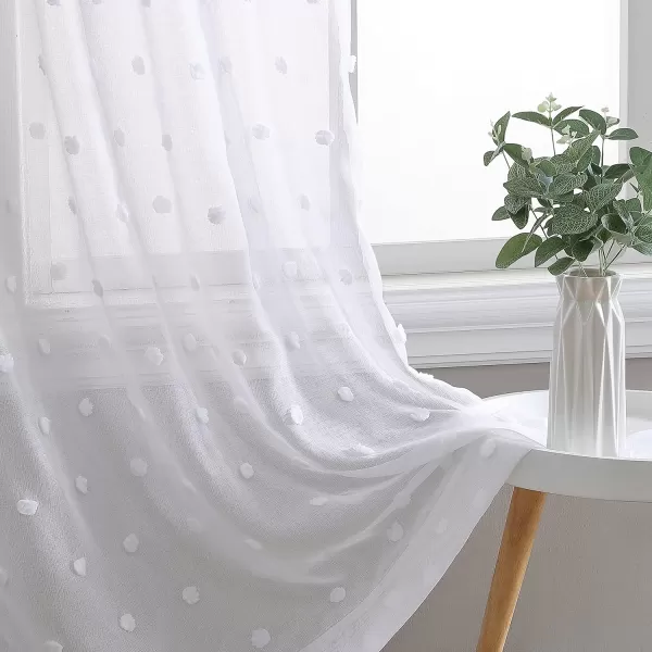 Laura Ashley Lattice Sheer Curtains with Rod Pocket, Each Panel Measures 38" W x 84" L, White, 2 Panels