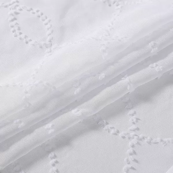 Laura Ashley Lattice Sheer Curtains with Rod Pocket, Each Panel Measures 38" W x 84" L, White, 2 Panels