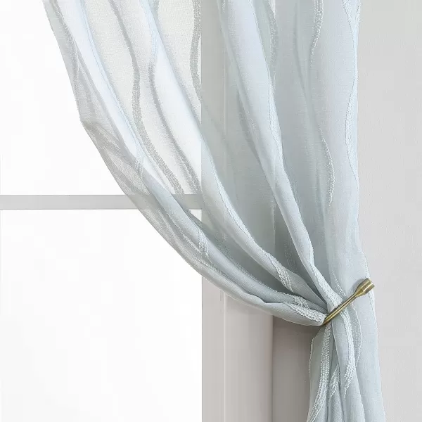 Laura Ashley Lattice Sheer Curtains with Rod Pocket, Each Panel Measures 38" W x 84" L, White, 2 Panels