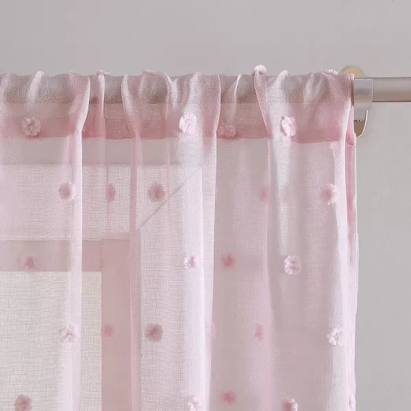 Laura Ashley Lattice Sheer Curtains with Rod Pocket, Each Panel Measures 38" W x 84" L, White, 2 Panels