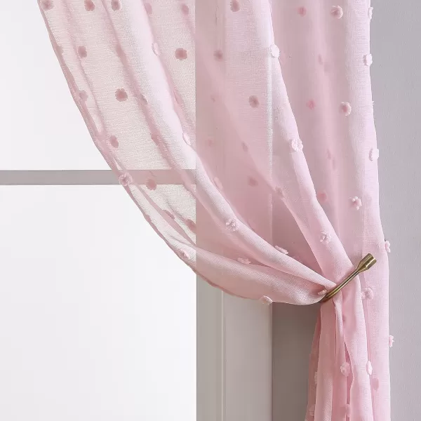 Laura Ashley Lattice Sheer Curtains with Rod Pocket, Each Panel Measures 38" W x 84" L, White, 2 Panels