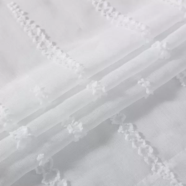 Laura Ashley Lattice Sheer Curtains with Rod Pocket, Each Panel Measures 38" W x 84" L, White, 2 Panels