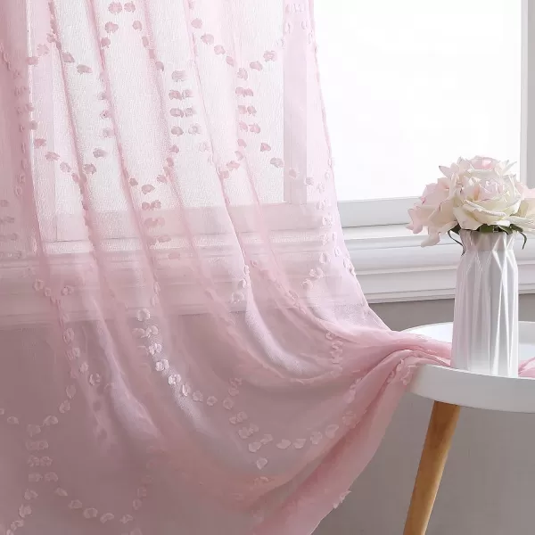 Laura Ashley Lattice Sheer Curtains with Rod Pocket, Each Panel Measures 38" W x 84" L, White, 2 Panels
