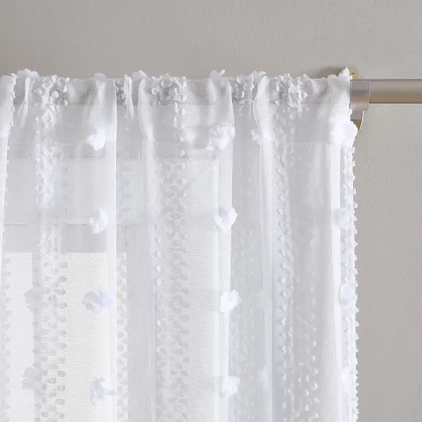 Laura Ashley Lattice Sheer Curtains with Rod Pocket, Each Panel Measures 38" W x 84" L, White, 2 Panels