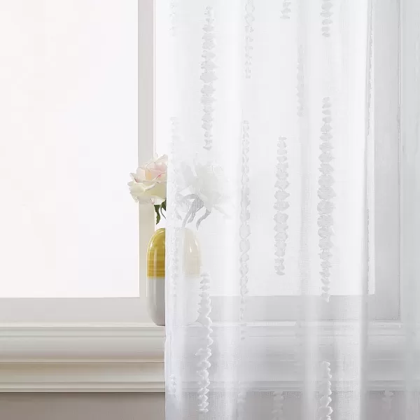 Laura Ashley Lattice Sheer Curtains with Rod Pocket, Each Panel Measures 38" W x 84" L, White, 2 Panels