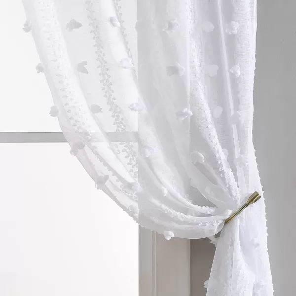 Laura Ashley Lattice Sheer Curtains with Rod Pocket, Each Panel Measures 38" W x 84" L, White, 2 Panels