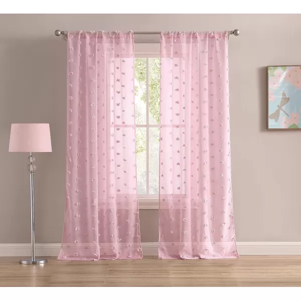 Laura Ashley Lattice Sheer Curtains with Rod Pocket, Each Panel Measures 38" W x 84" L, White, 2 Panels