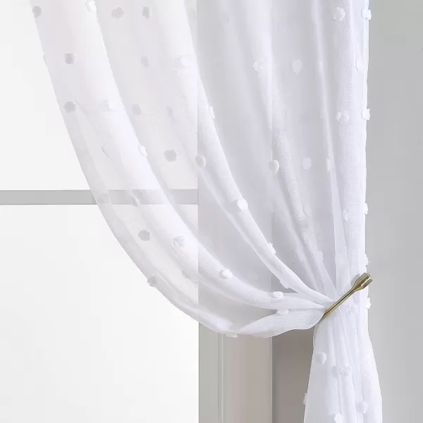 Laura Ashley Lattice Sheer Curtains with Rod Pocket, Each Panel Measures 38" W x 84" L, White, 2 Panels