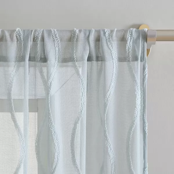 Laura Ashley Lattice Sheer Curtains with Rod Pocket, Each Panel Measures 38" W x 84" L, White, 2 Panels