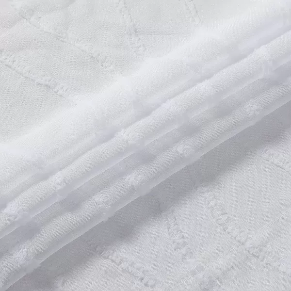 Laura Ashley Lattice Sheer Curtains with Rod Pocket, Each Panel Measures 38" W x 84" L, White, 2 Panels
