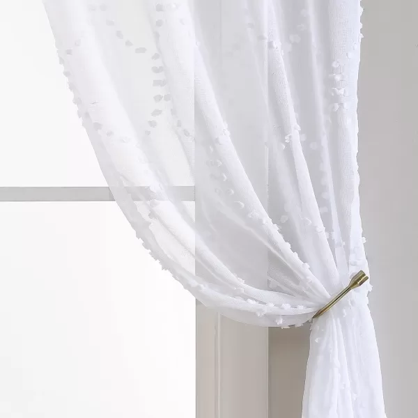 Laura Ashley Lattice Sheer Curtains with Rod Pocket, Each Panel Measures 38" W x 84" L, White, 2 Panels