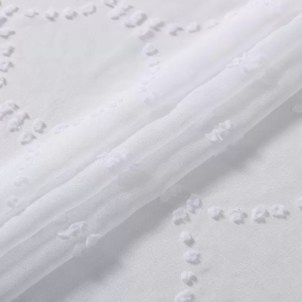 Laura Ashley Lattice Sheer Curtains with Rod Pocket, Each Panel Measures 38" W x 84" L, White, 2 Panels