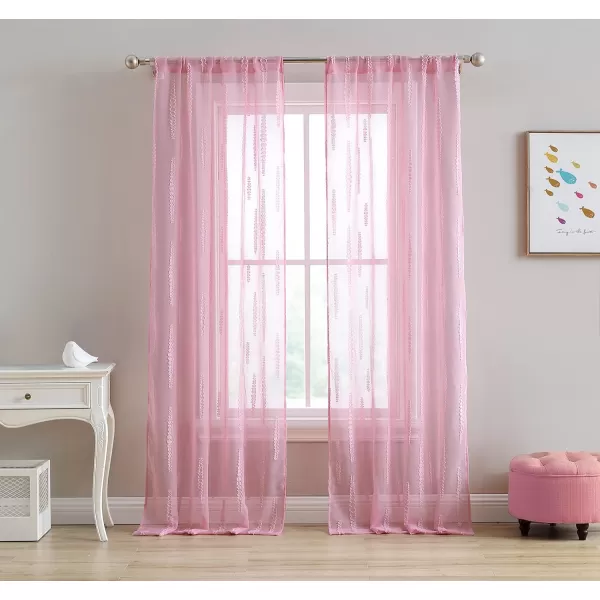 Laura Ashley Lattice Sheer Curtains with Rod Pocket, Each Panel Measures 38" W x 84" L, White, 2 Panels