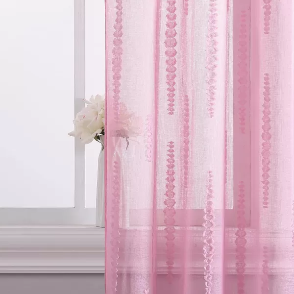 Laura Ashley Lattice Sheer Curtains with Rod Pocket, Each Panel Measures 38" W x 84" L, White, 2 Panels