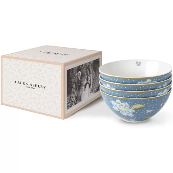Laura Ashley Mixed Designs 6" Bowl Giftbox, Set of 4 - Porcelain Soup/Cereal Dish - Dishwasher Safe Bowls - Heritage Collectables