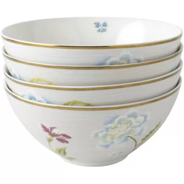 Laura Ashley Mixed Designs 6" Bowl Giftbox, Set of 4 - Porcelain Soup/Cereal Dish - Dishwasher Safe Bowls - Heritage Collectables