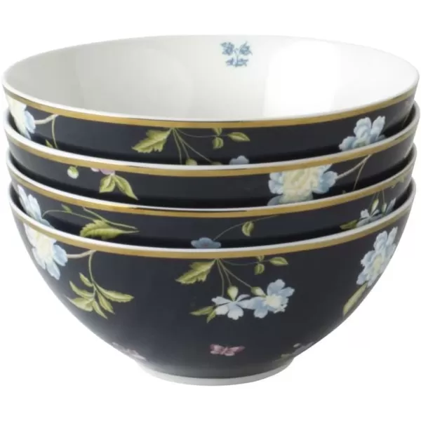 Laura Ashley Mixed Designs 6" Bowl Giftbox, Set of 4 - Porcelain Soup/Cereal Dish - Dishwasher Safe Bowls - Heritage Collectables