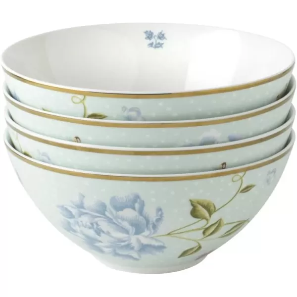 Laura Ashley Mixed Designs 6" Bowl Giftbox, Set of 4 - Porcelain Soup/Cereal Dish - Dishwasher Safe Bowls - Heritage Collectables