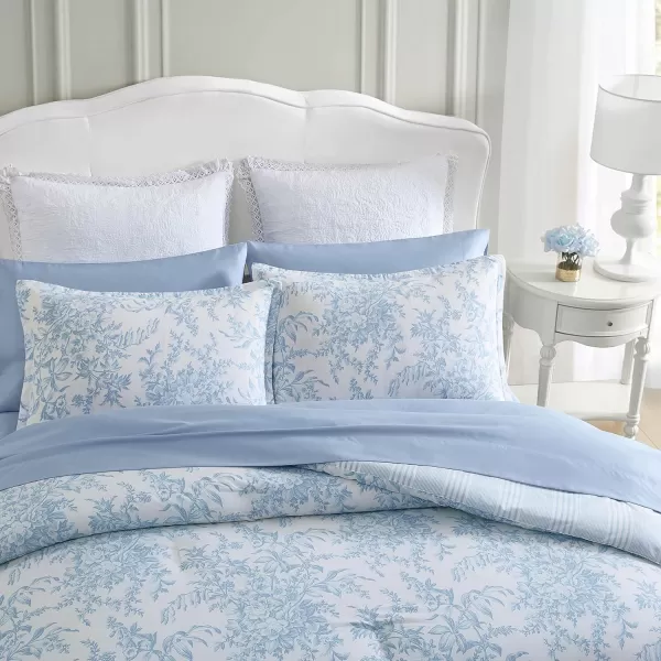 Laura Ashley- Queen Comforter Set, Cotton Reversible Bedding Set with Matching Sham, Farmhouse Home Décor 