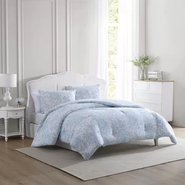 Laura Ashley- Queen Comforter Set, Cotton Reversible Bedding Set with Matching Sham, Farmhouse Home Décor 