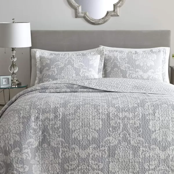 Laura Ashley- Queen Quilt Set, Cotton Reversible Bedding Set with Bonus Pillow Cover, All Season Cottage Home Décor 