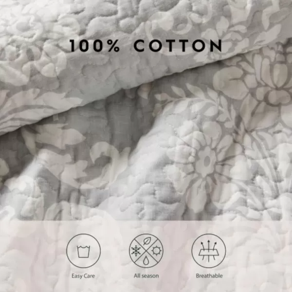Laura Ashley- Queen Quilt Set, Cotton Reversible Bedding Set with Bonus Pillow Cover, All Season Cottage Home Décor 